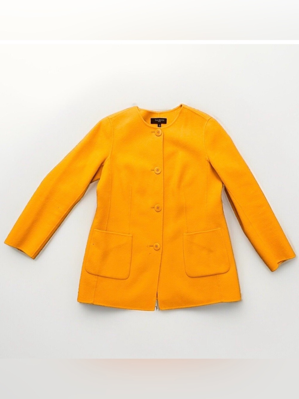 Talbots collarless wool Bright Yellow marigold  jacket Blazer women’s coat 10P